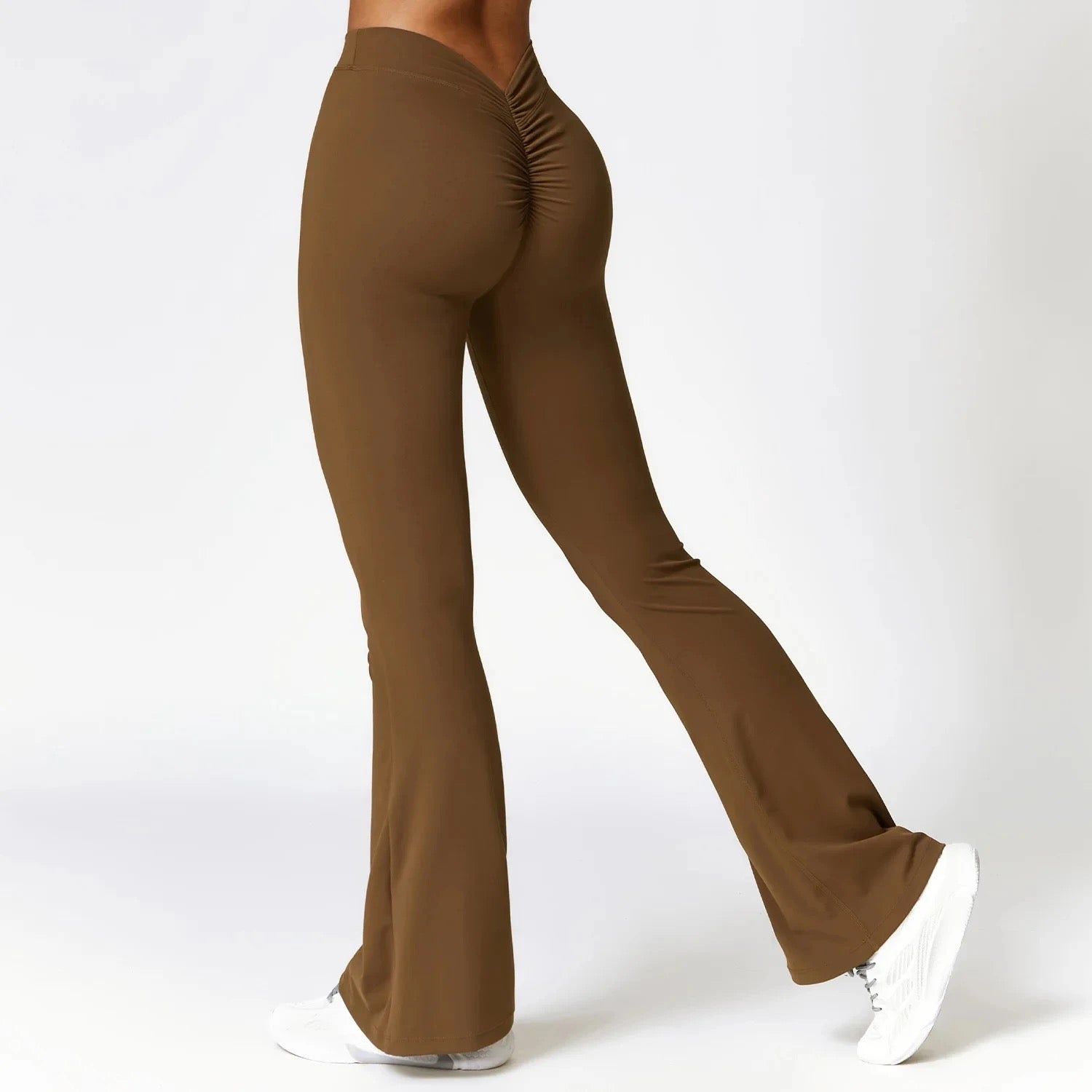 FLARE SCRUNCH LEGGINGS/ BROWN