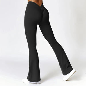 FLARE SCRUNCH LEGGINGS/ BLACK