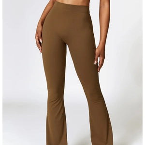 FLARE SCRUNCH LEGGINGS/ BROWN