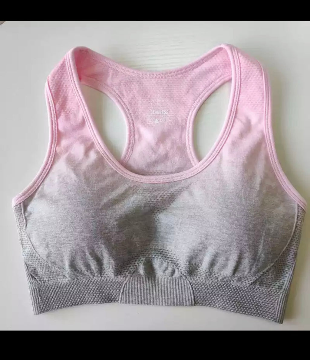 LOVE ME OMBRE SPORT BRA/ LIGHT PINK & GRAY (FINAL SALE)