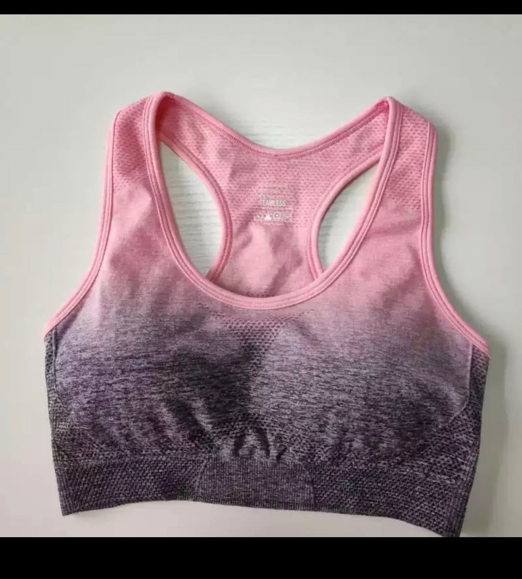 LOVE ME OMBRE SPORT BRA/ PEACH & GRAY (FINAL SALE)